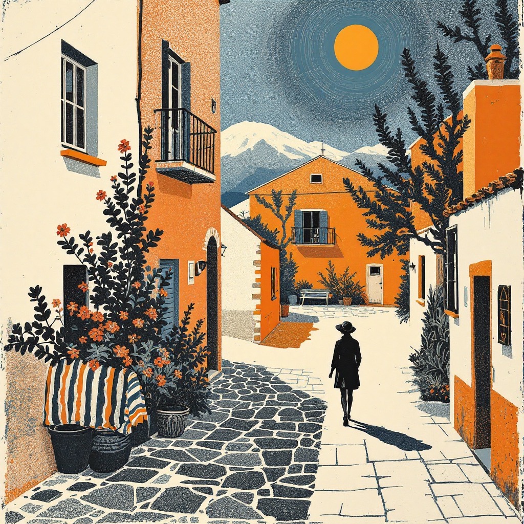 Sample image in the Hatched Cobalt Linocut style
