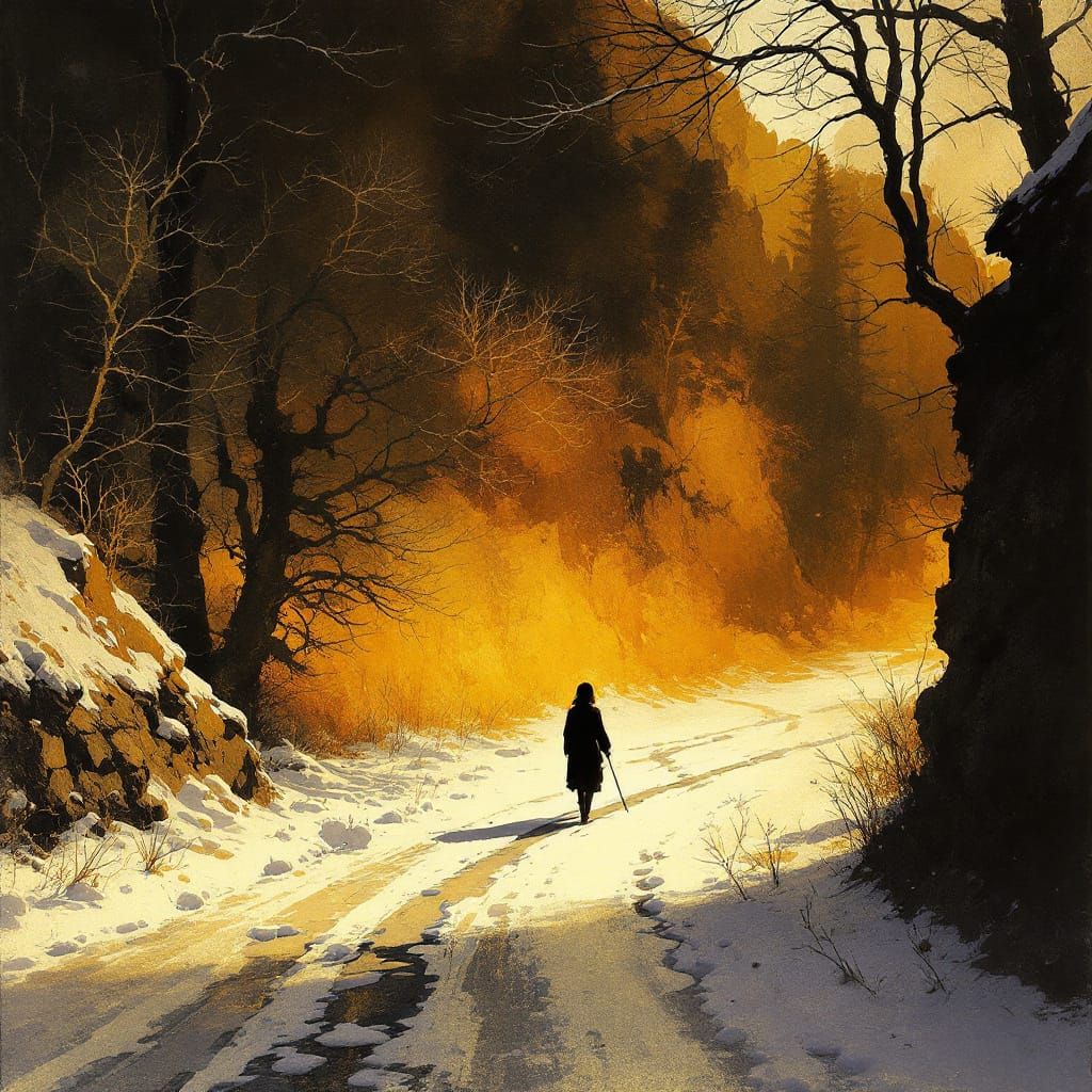Sample image in the Tenebrist-Sumi Folk Fusion style