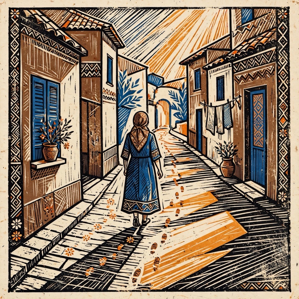 The Hatched Cobalt Linocut style rendered with muse-image-1.0