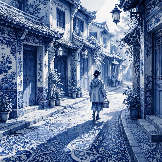 The Porcelain Blue style rendered with Muse 1.0