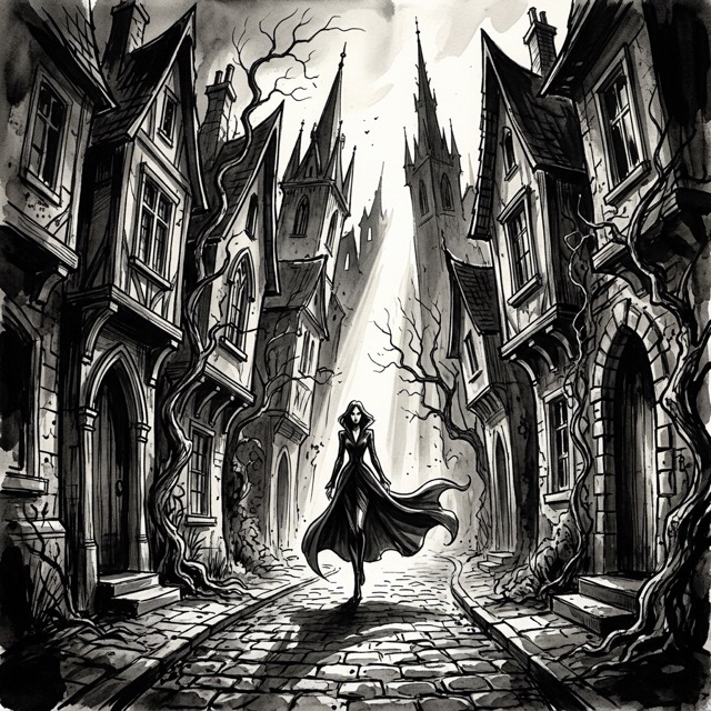 The Gothic-Caricature-Noir style rendered with Nano Banana 2.1