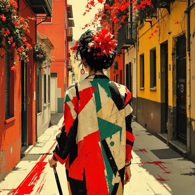 Sample image in the Industrial Decollage style