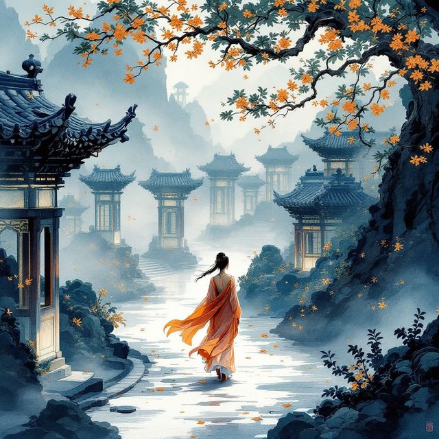 The Porcelain Wuxia Gongbi style rendered with FLUX 1.1 pro
