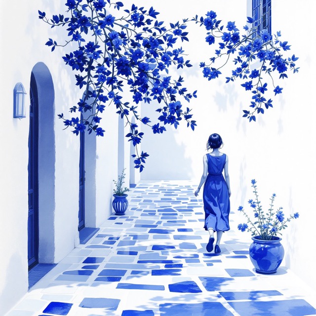 Sample image in the Porcelain Blue style